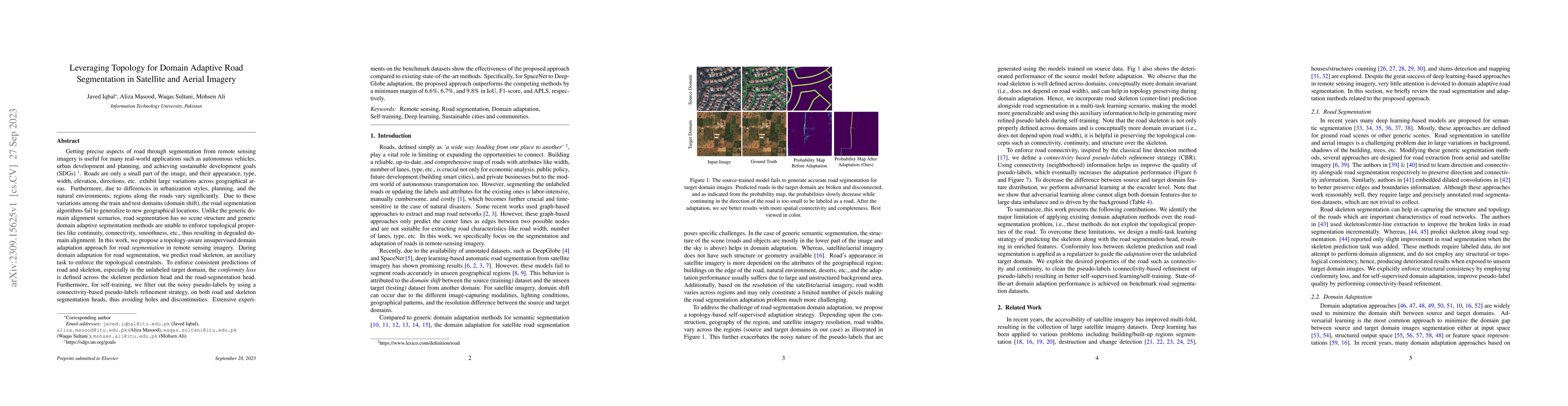 Thumbnail for Leveraging Topology for Domain Adaptive Road Segmentation in Satellite
  and Aerial Imagery