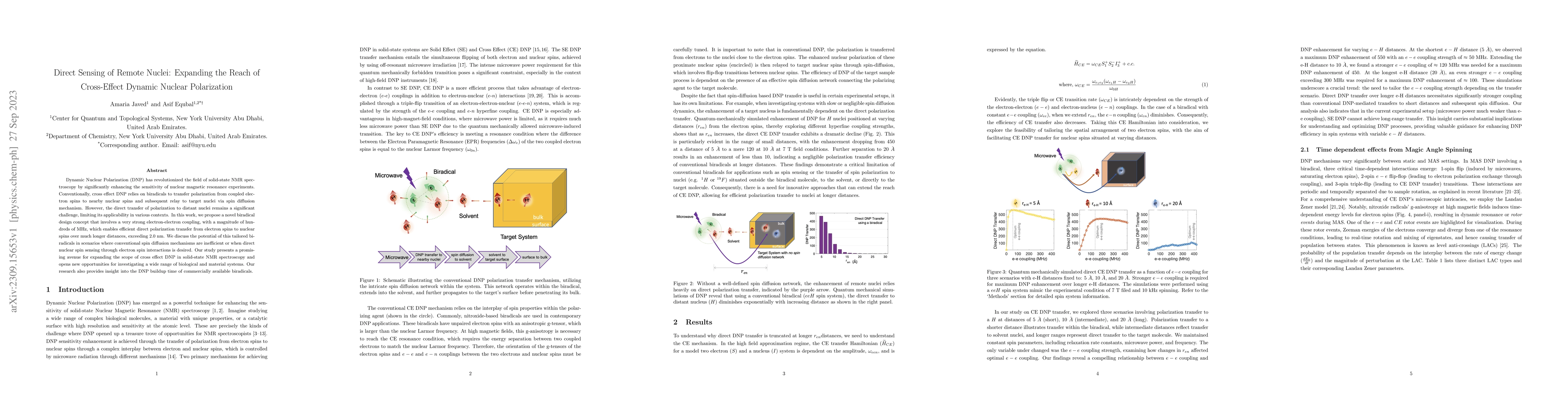 Thumbnail for Direct Sensing of Remote Nuclei: Expanding the Reach of Cross-Effect
  Dynamic Nuclear Polarization