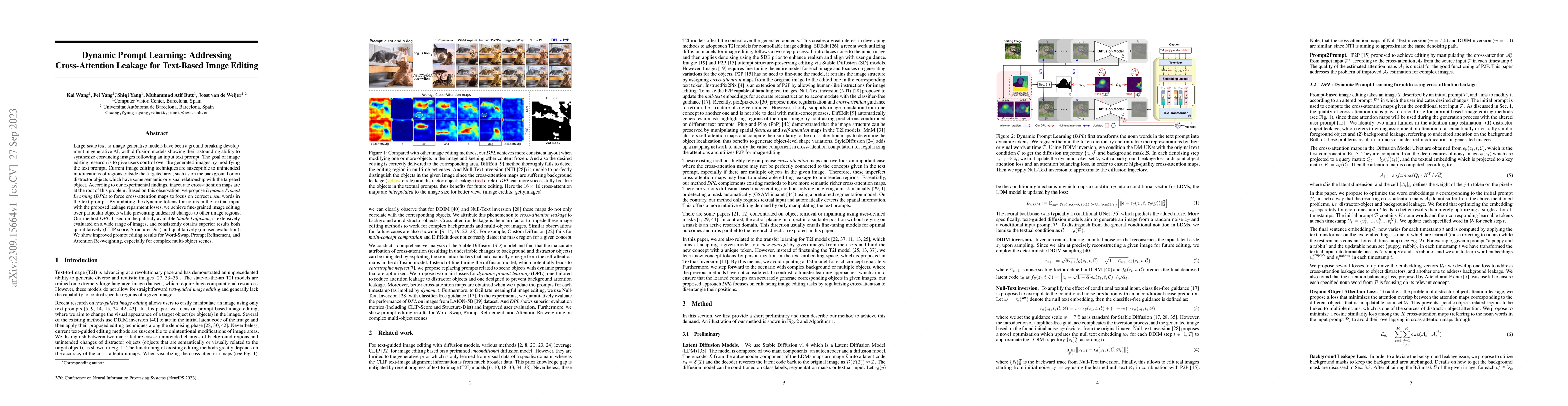 Thumbnail for Dynamic Prompt Learning: Addressing Cross-Attention Leakage for
  Text-Based Image Editing