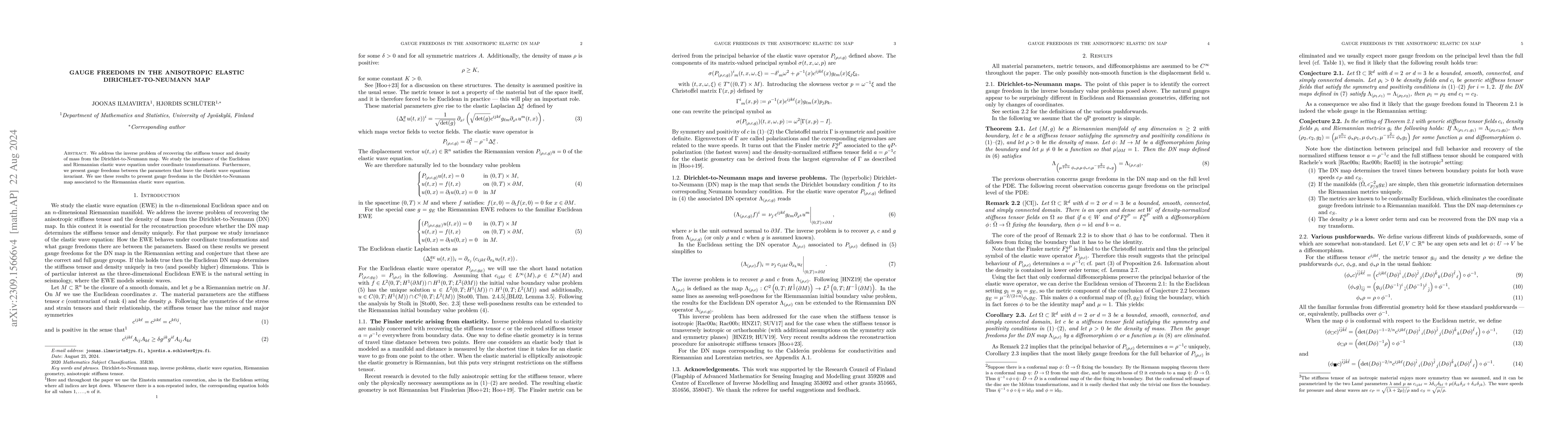 Thumbnail for Gauge freedoms in the anisotropic elastic Dirichlet-to-Neumann map