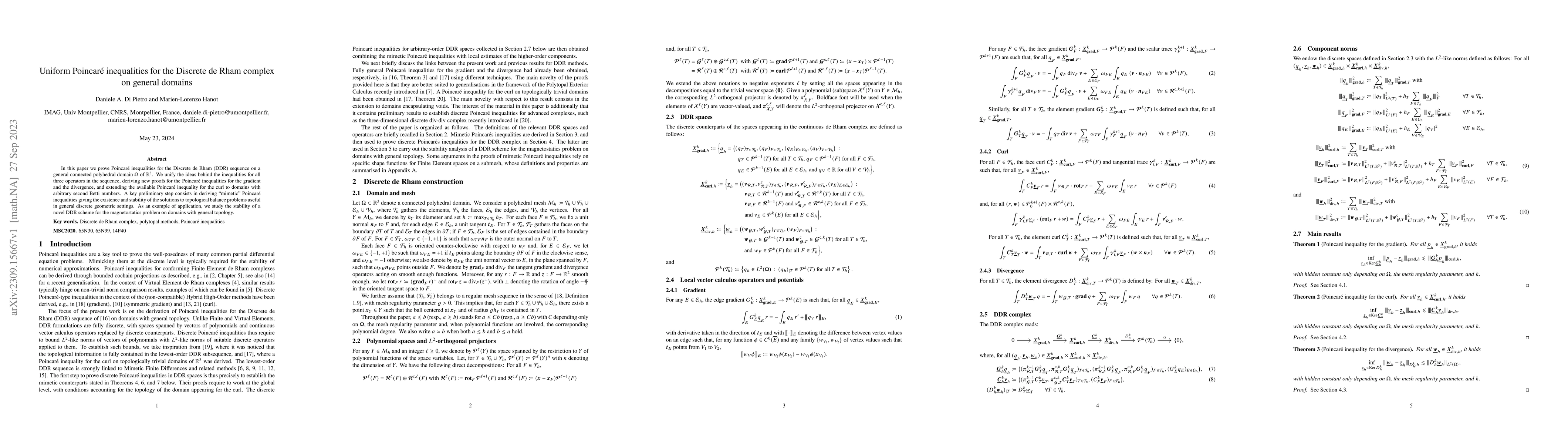 Thumbnail for Uniform Poincar\'e inequalities for the Discrete de Rham complex on
  general domains