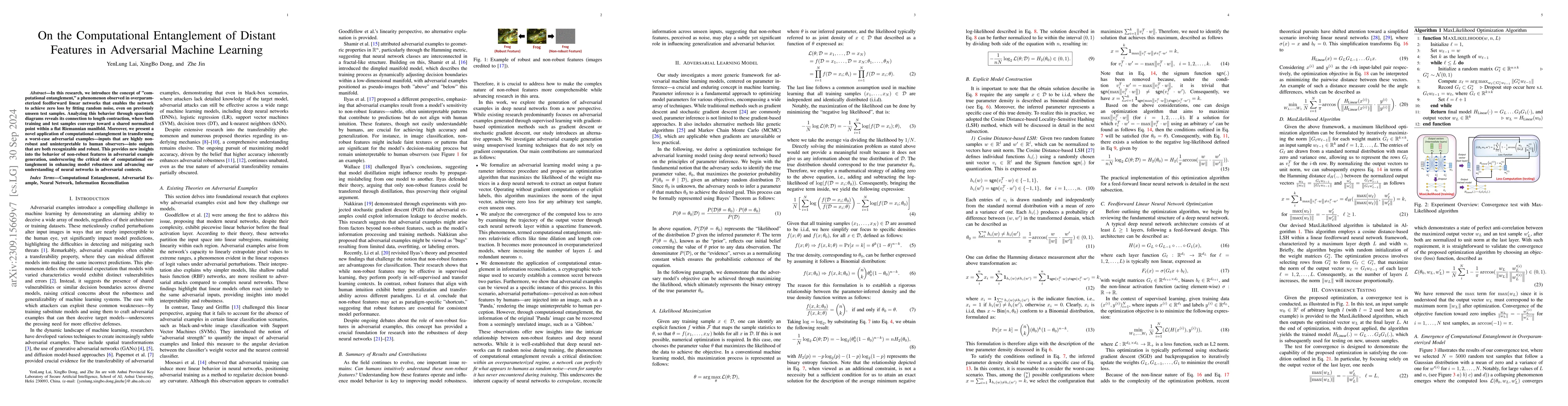 Thumbnail for On the Computational Entanglement of Distant Features in Adversarial
  Machine Learning