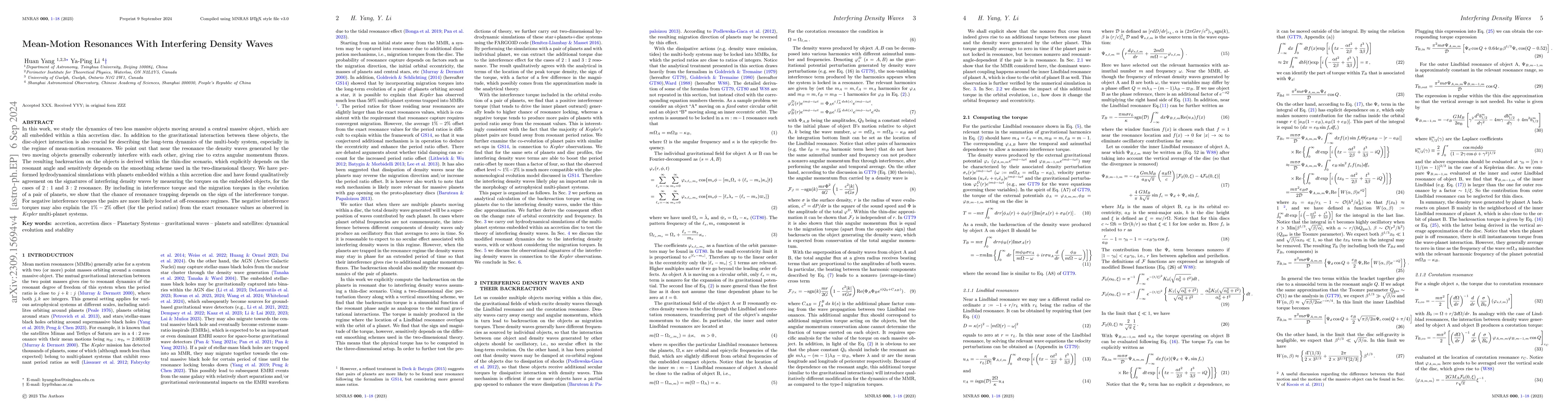 Thumbnail for Mean-Motion Resonances With Interfering Density Waves