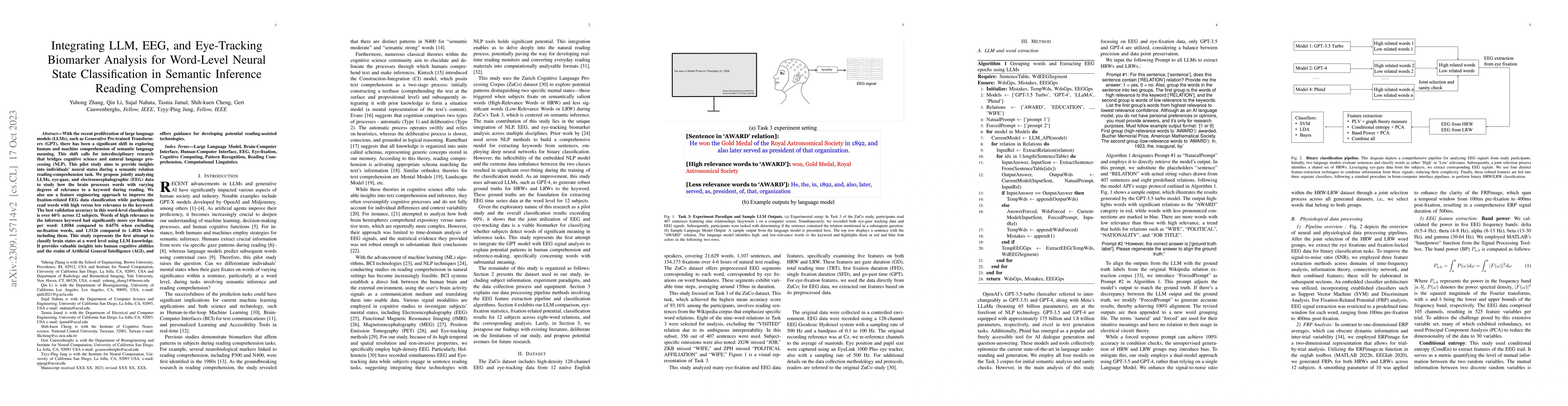Thumbnail for Integrating LLM, EEG, and Eye-Tracking Biomarker Analysis for Word-Level
  Neural State Classification in Semantic Inference Reading Comprehension