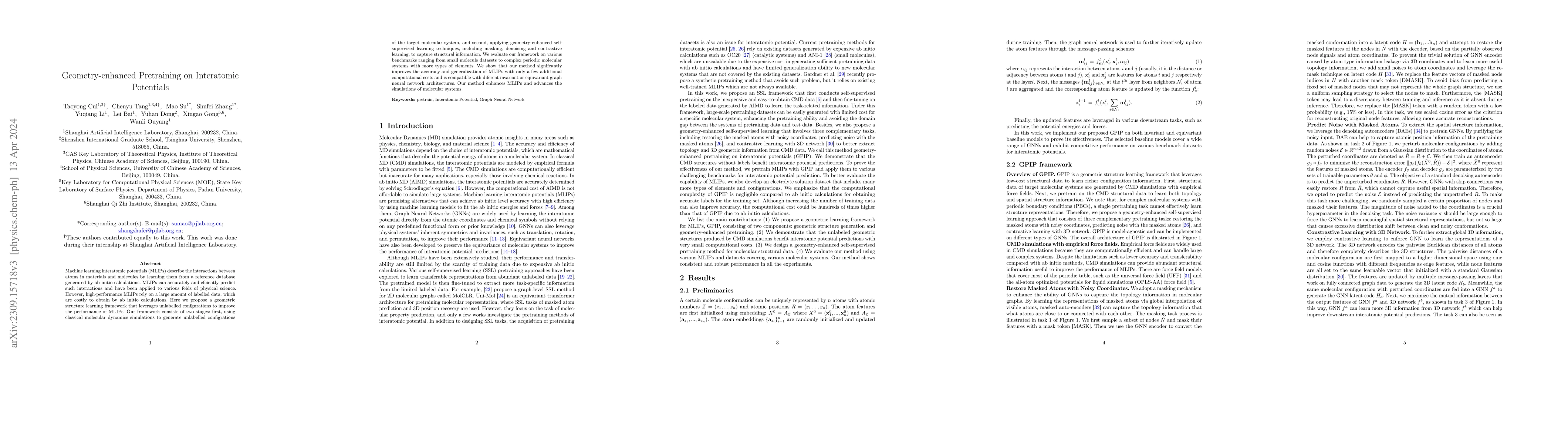 Thumbnail for Geometry-enhanced Pre-training on Interatomic Potentials