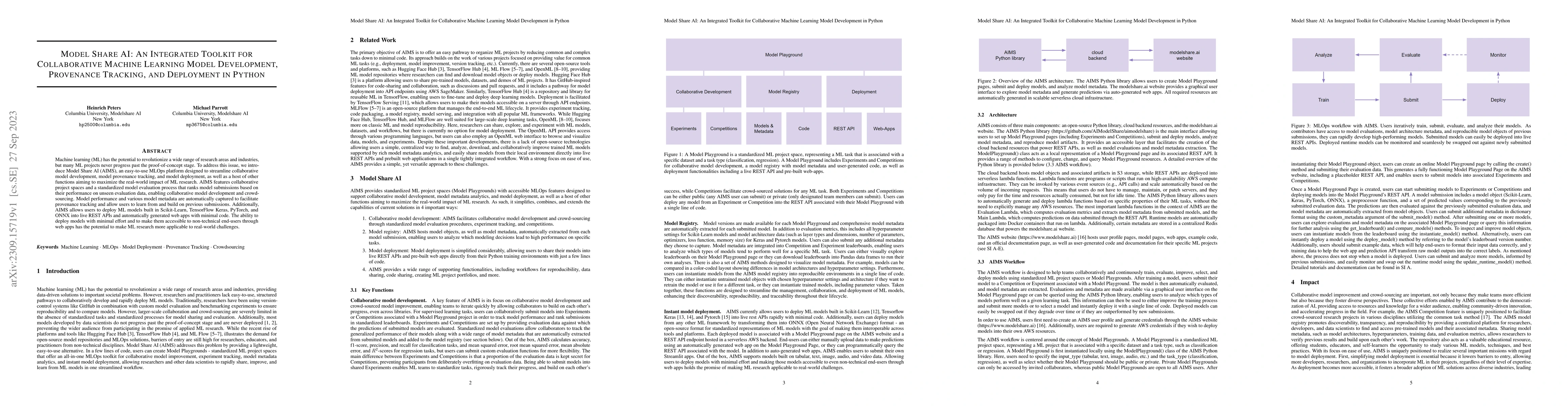 Thumbnail for Model Share AI: An Integrated Toolkit for Collaborative Machine Learning
  Model Development, Provenance Tracking, and Deployment in Python