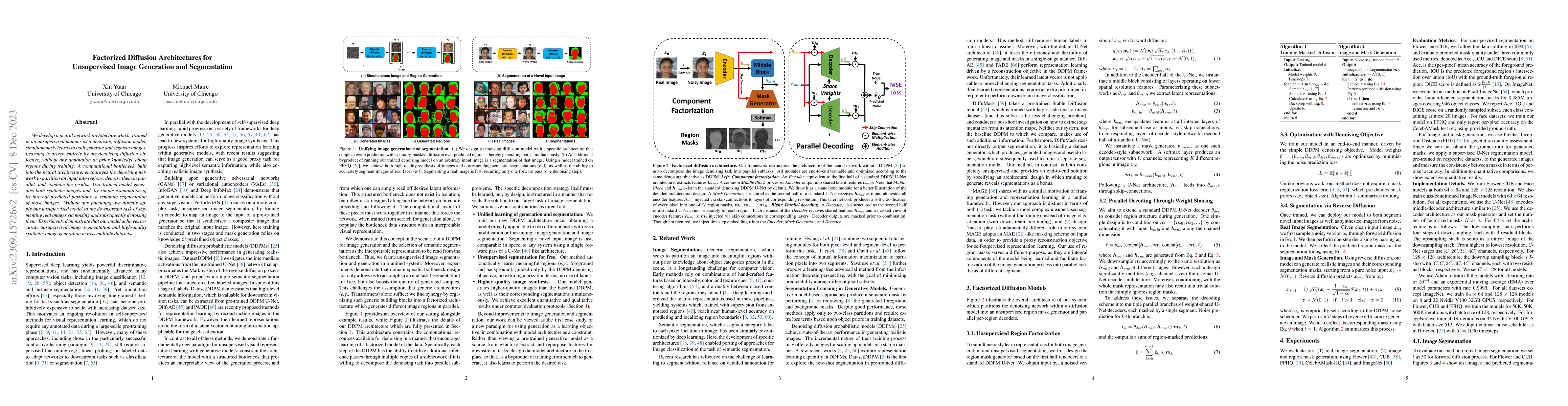 Thumbnail for Factorized Diffusion Architectures for Unsupervised Image Generation and
  Segmentation