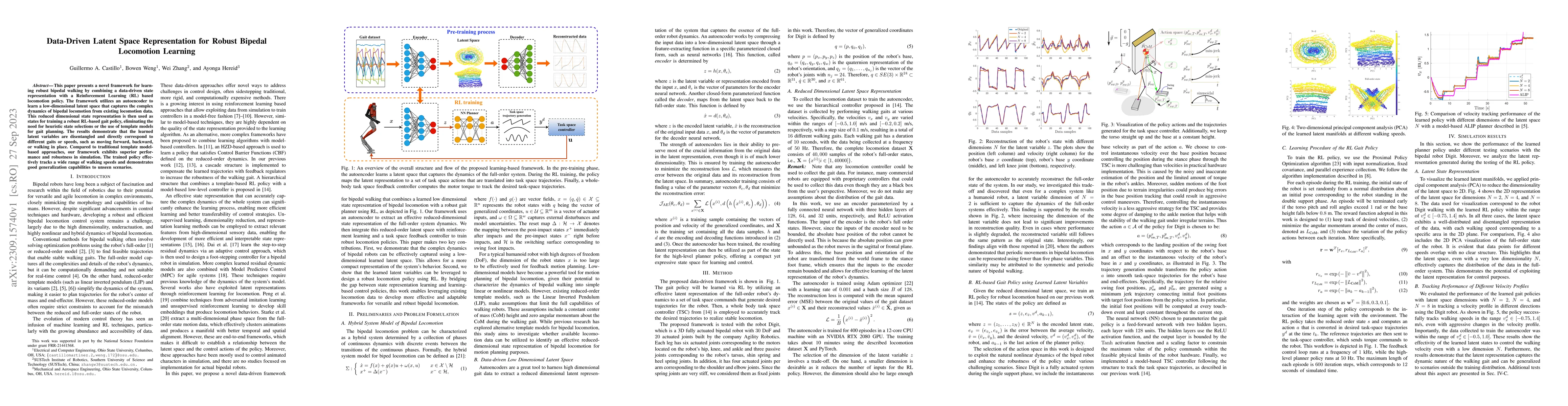 Thumbnail for Data-Driven Latent Space Representation for Robust Bipedal Locomotion
  Learning