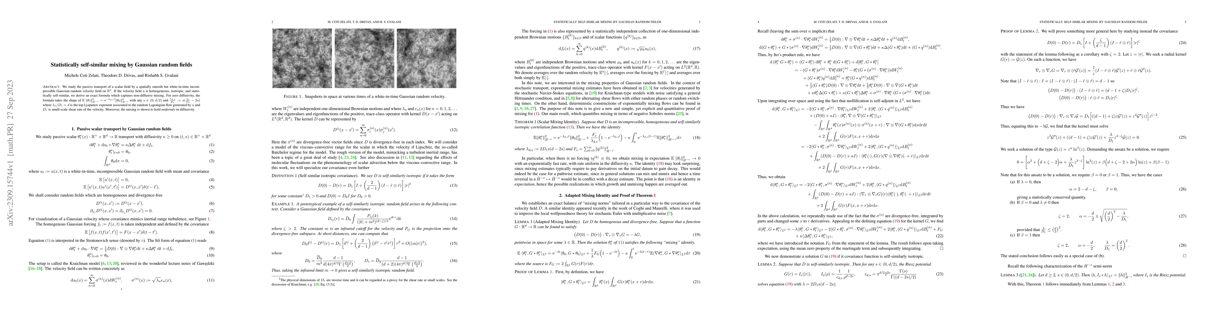 Thumbnail for Statistically self-similar mixing by Gaussian random fields