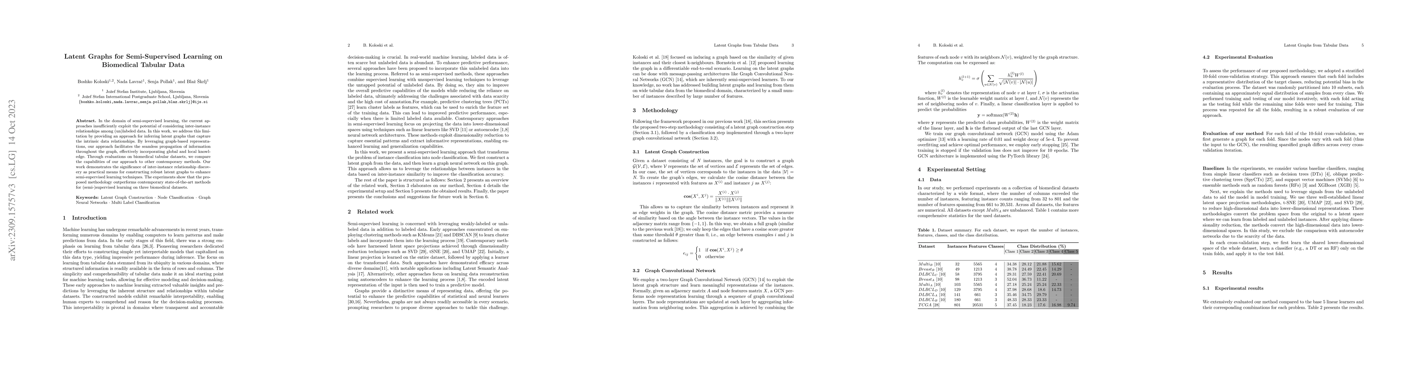 Thumbnail for Latent Graphs for Semi-Supervised Learning on Biomedical Tabular Data