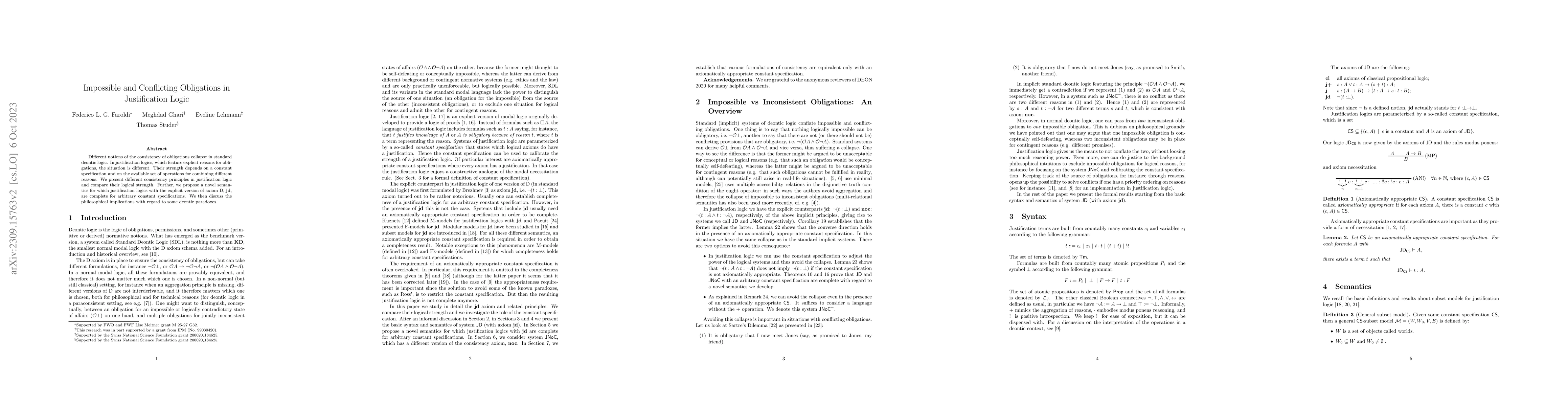 Thumbnail for Impossible and Conflicting Obligations in Justification Logic