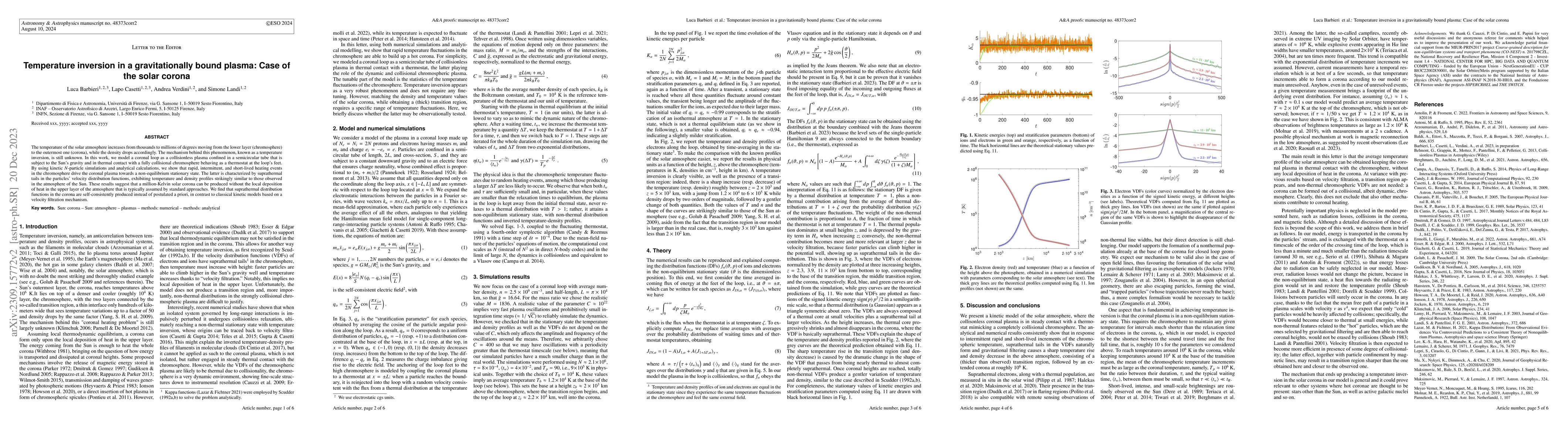 Thumbnail for Temperature inversion in a gravitationally bound plasma: Case of the
  solar corona