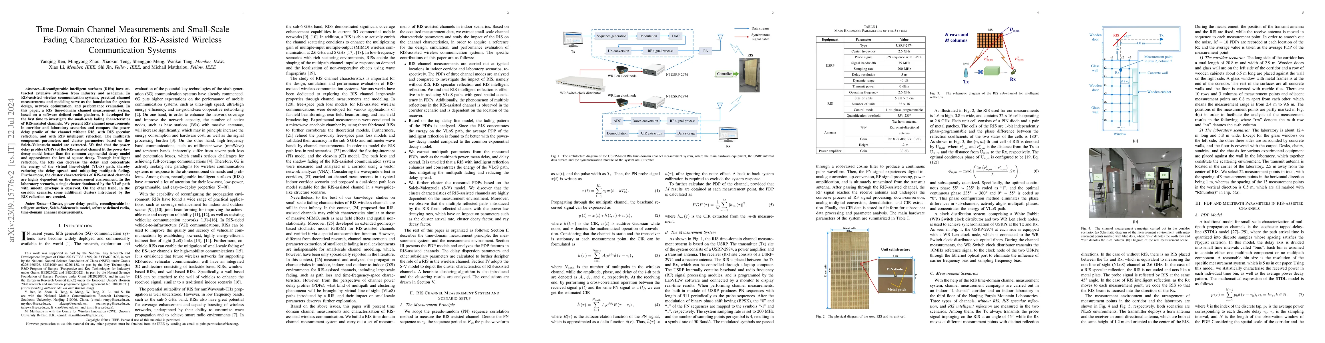 Thumbnail for Time-Domain Channel Measurements and Small-Scale Fading Characterization
  for RIS-Assisted Wireless Communication Systems