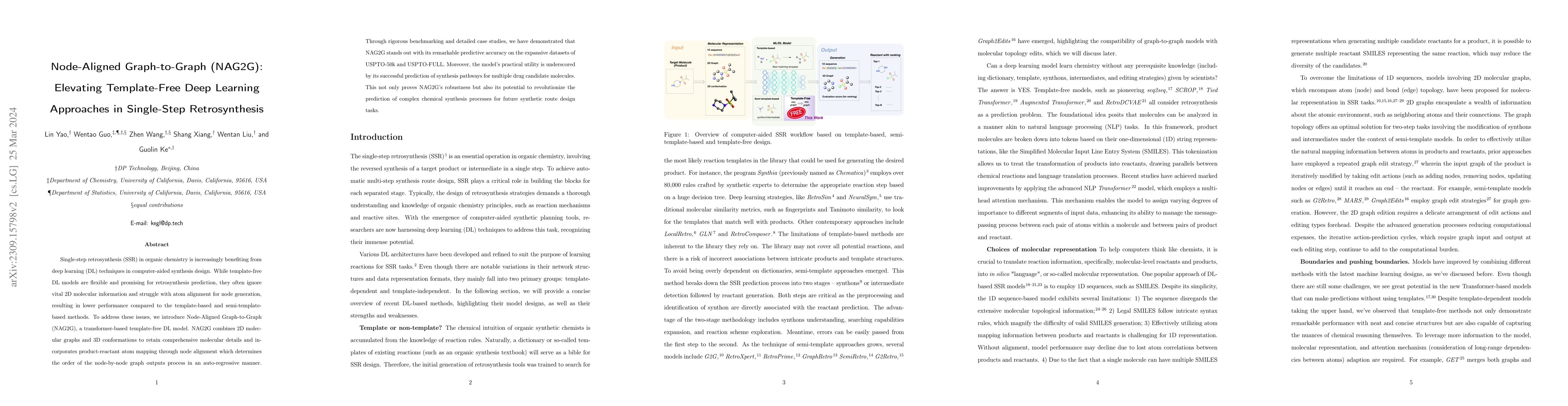 Thumbnail for Node-Aligned Graph-to-Graph (NAG2G): Elevating Template-Free Deep
  Learning Approaches in Single-Step Retrosynthesis
