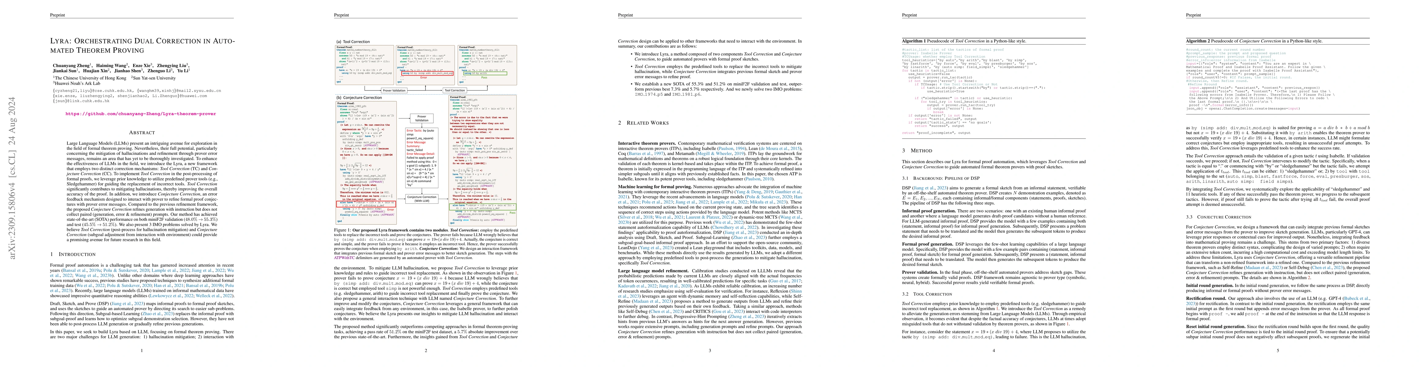 Thumbnail for Lyra: Orchestrating Dual Correction in Automated Theorem Proving
