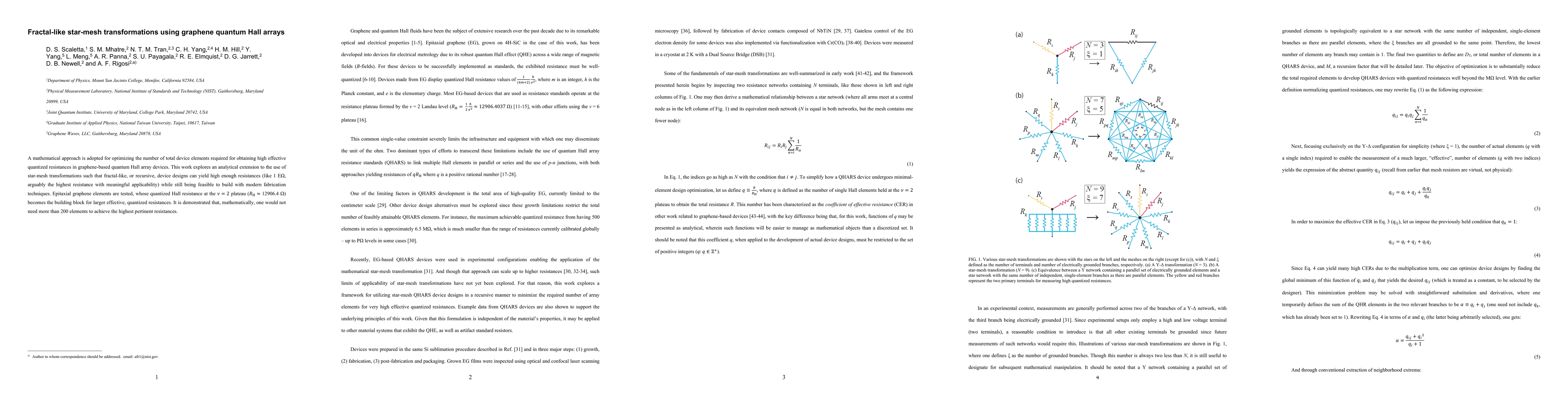 Thumbnail for Fractal-like star-mesh transformations using graphene quantum Hall
  arrays