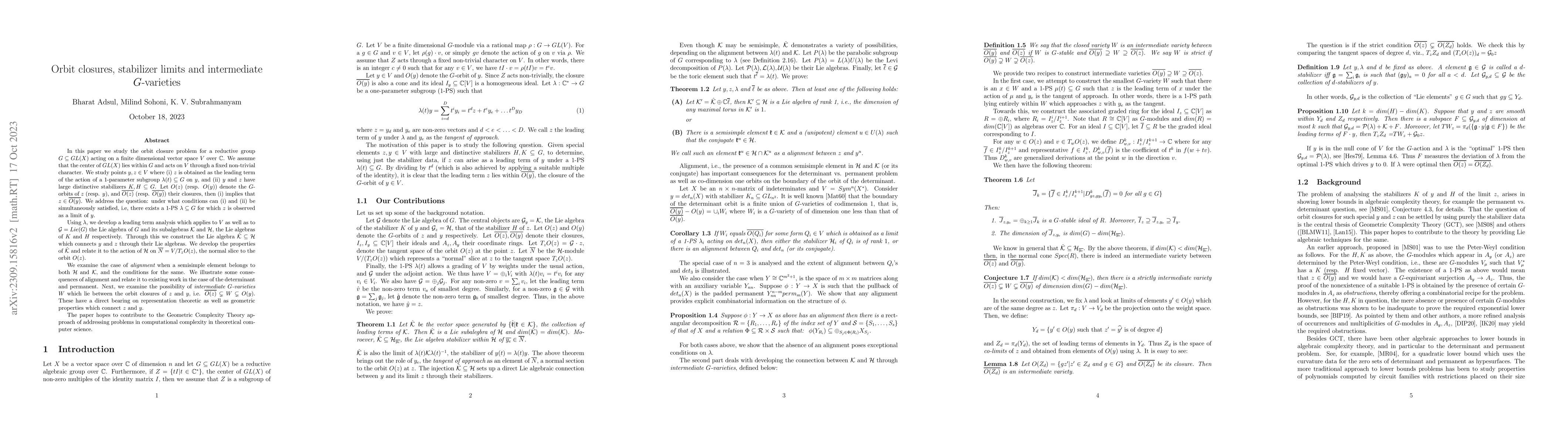Thumbnail for Orbit closures, stabilizer limits and intermediate $G$-varieties