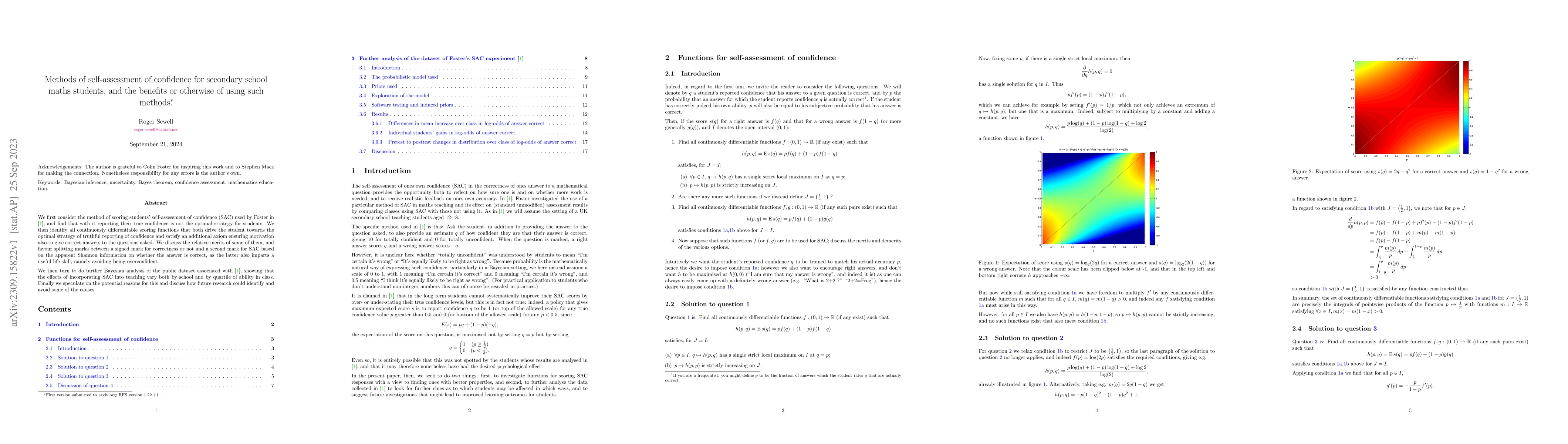Thumbnail for Methods of self-assessment of confidence for secondary school maths
  students, and the benefits or otherwise of using such methods
