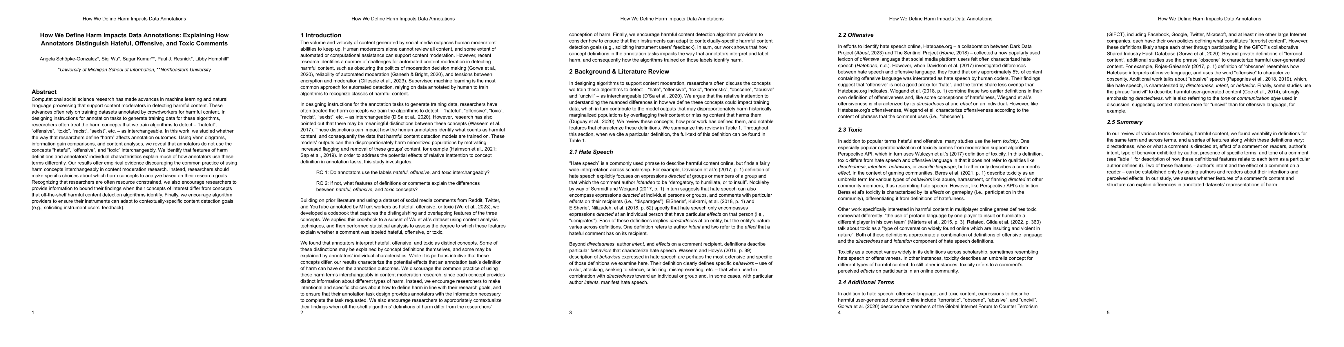 Thumbnail for How We Define Harm Impacts Data Annotations: Explaining How Annotators
  Distinguish Hateful, Offensive, and Toxic Comments