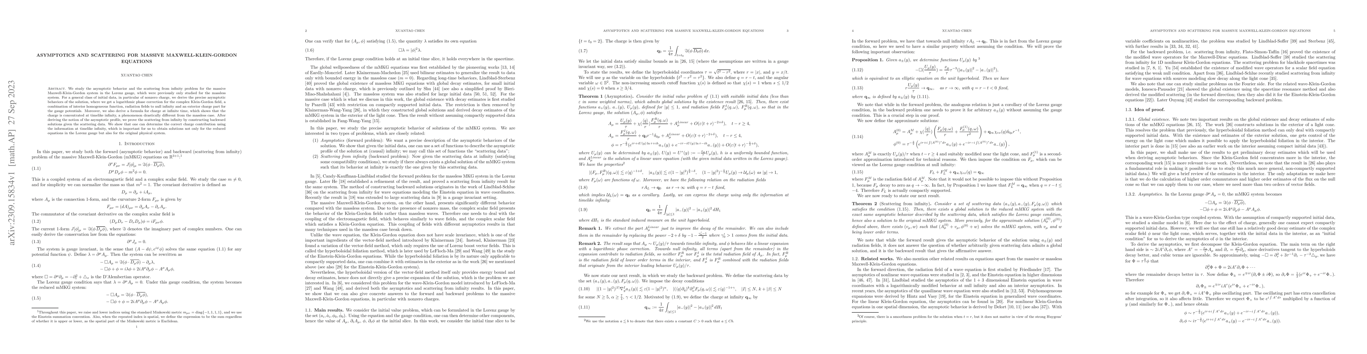 Thumbnail for Asymptotics and Scattering for massive Maxwell-Klein-Gordon equations