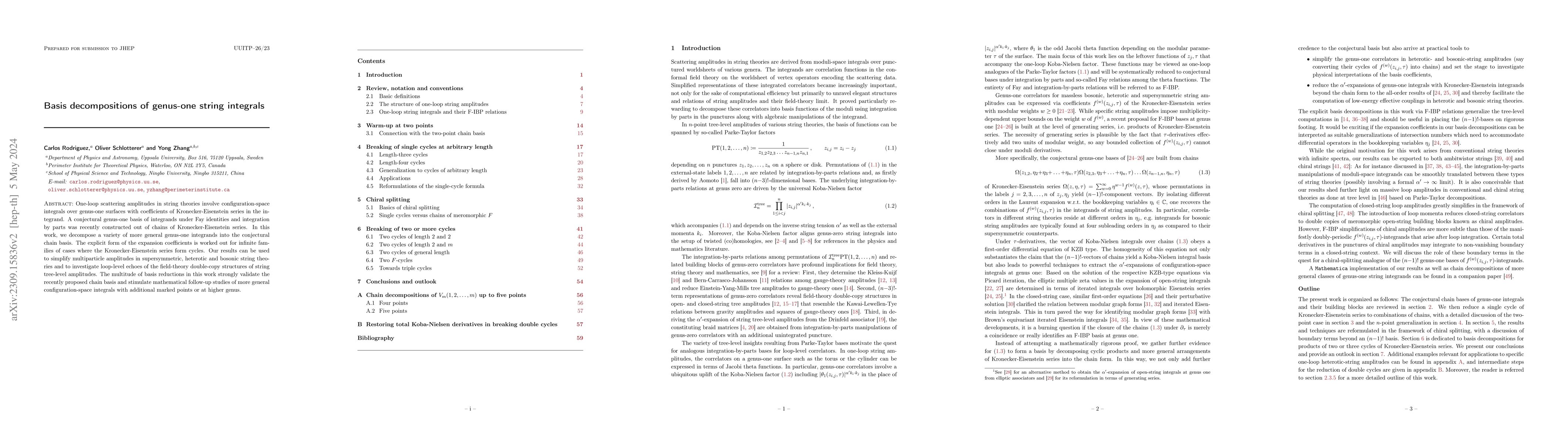 Thumbnail for Basis decompositions of genus-one string integrals