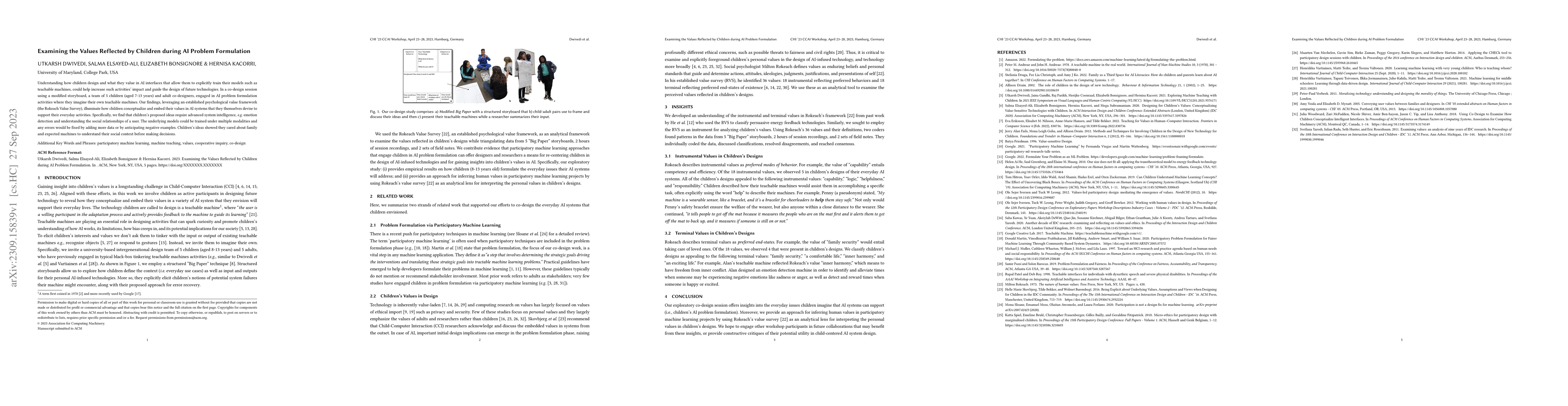 Thumbnail for Examining the Values Reflected by Children during AI Problem Formulation
