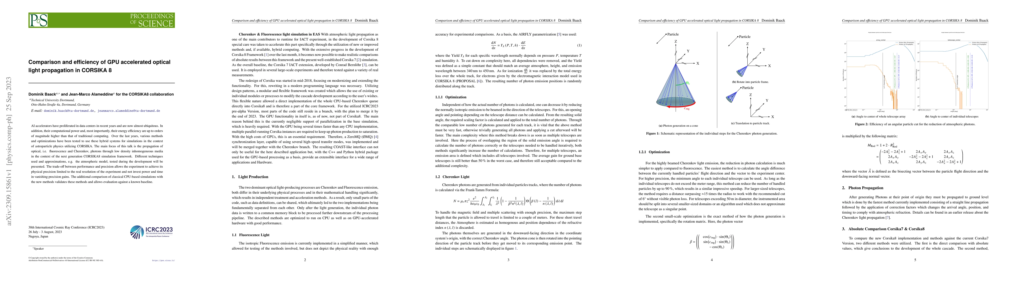 Thumbnail for Comparison and efficiency of GPU accelerated optical light propagation
  in CORSIKA 8