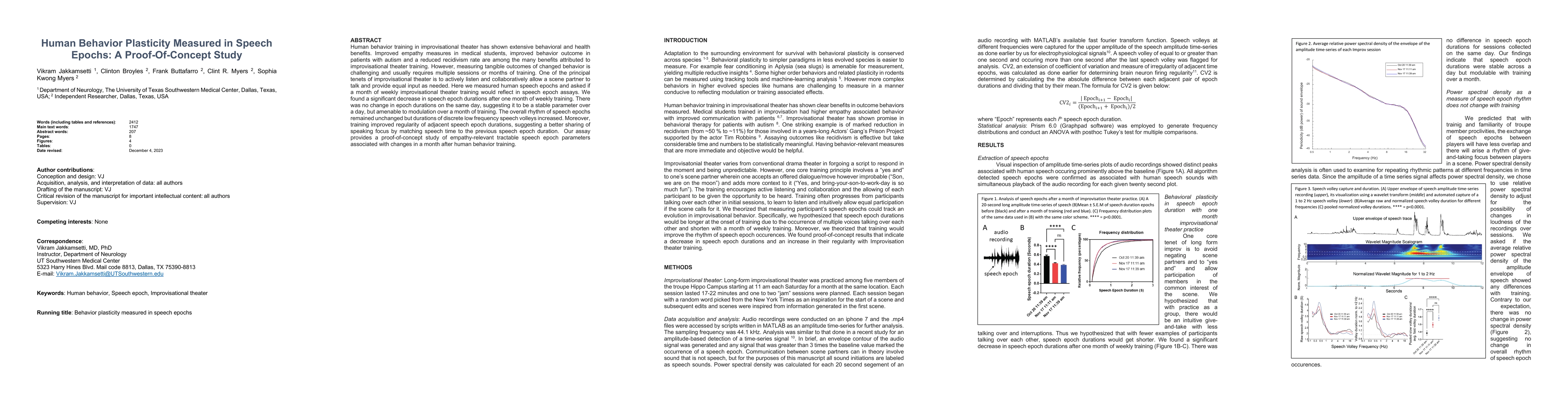 Thumbnail for Human Behavior Plasticity Measured in Speech Epochs: A Proof-Of-Concept
  Study