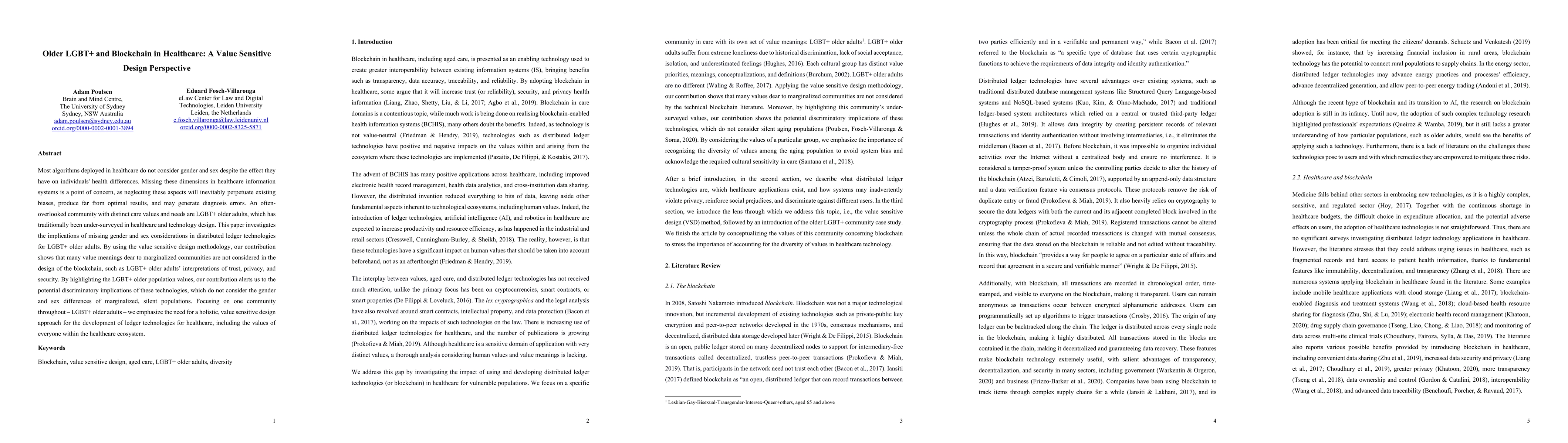 Thumbnail for Older LGBT+ and Blockchain in Healthcare: A Value Sensitive Design
  Perspective