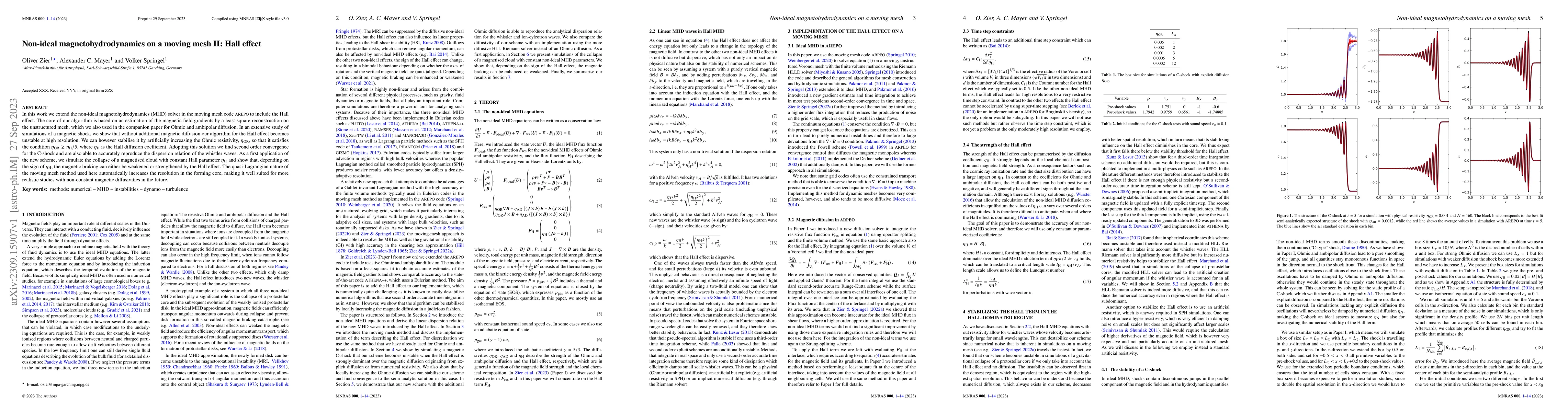Thumbnail for Non-ideal magnetohydrodynamics on a moving mesh II: Hall effect