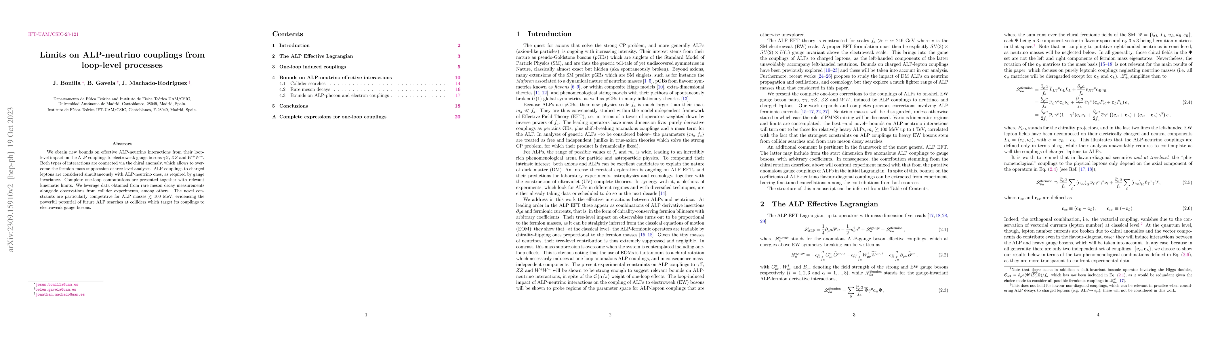 Thumbnail for Limits on ALP-neutrino couplings from loop-level processes