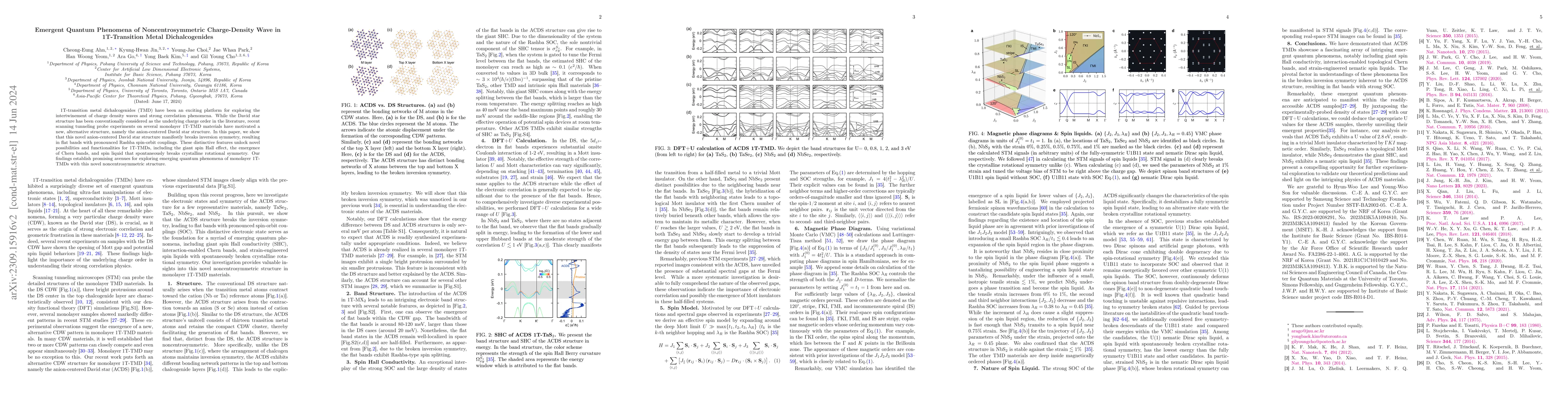 Thumbnail for Emergent Quantum Phenomena of Noncentrosymmetric Charge-Density Wave in
  1T-Transition Metal Dichalcogenides