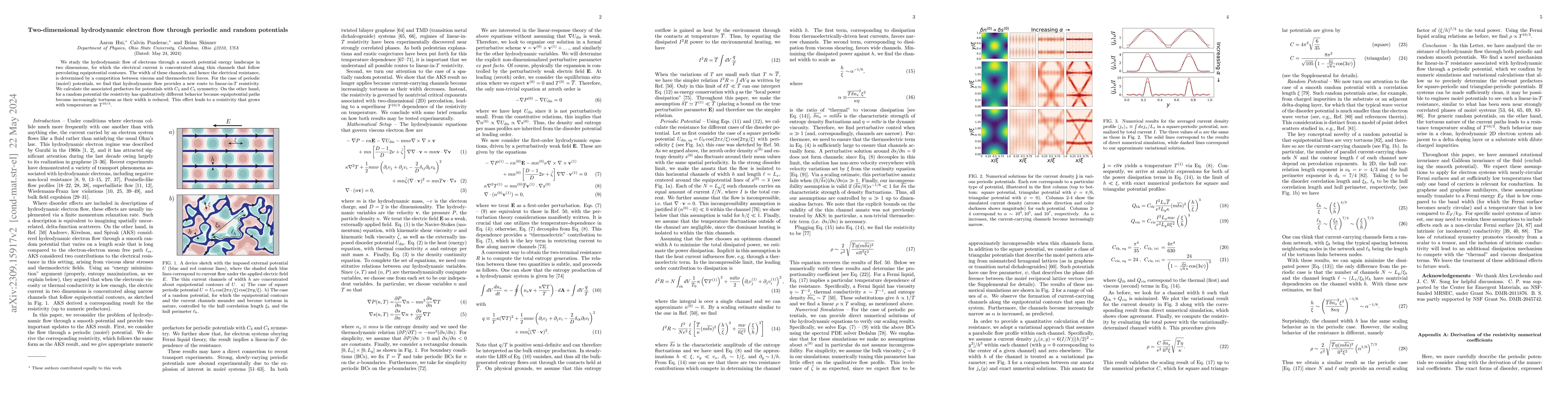 Thumbnail for Two-dimensional hydrodynamic electron flow through periodic and random
  potentials