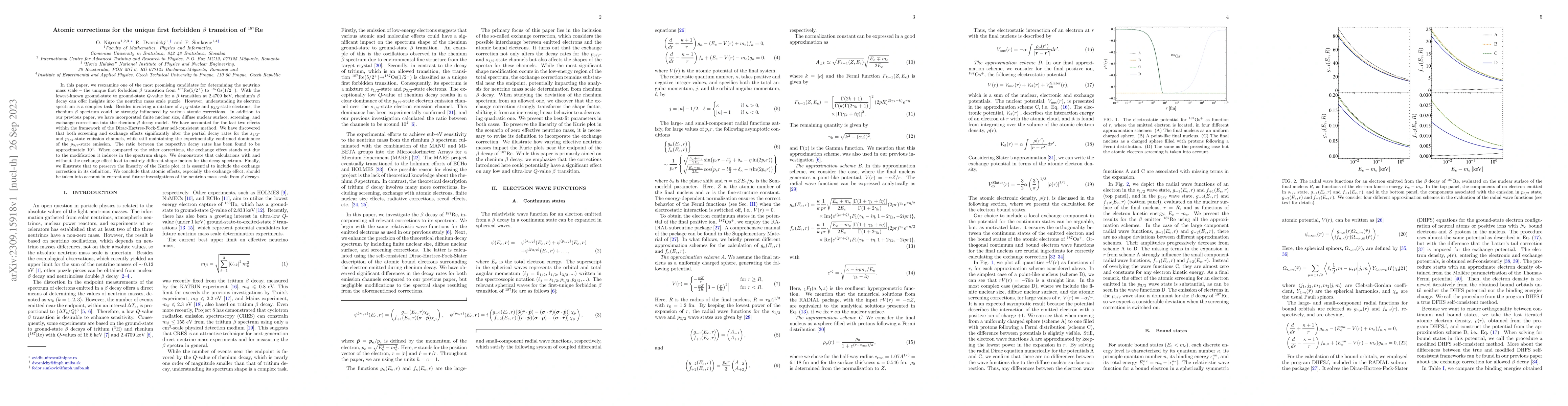 Thumbnail for Atomic corrections for the unique first forbidden $\beta$ transition of
  $^{187}$Re