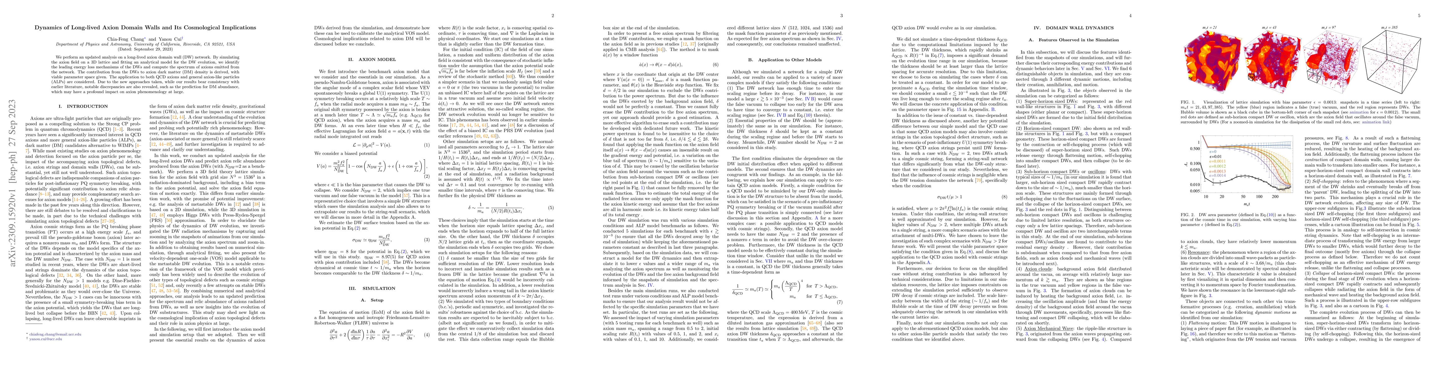 Thumbnail for Dynamics of Long-lived Axion Domain Walls and Its Cosmological
  Implications