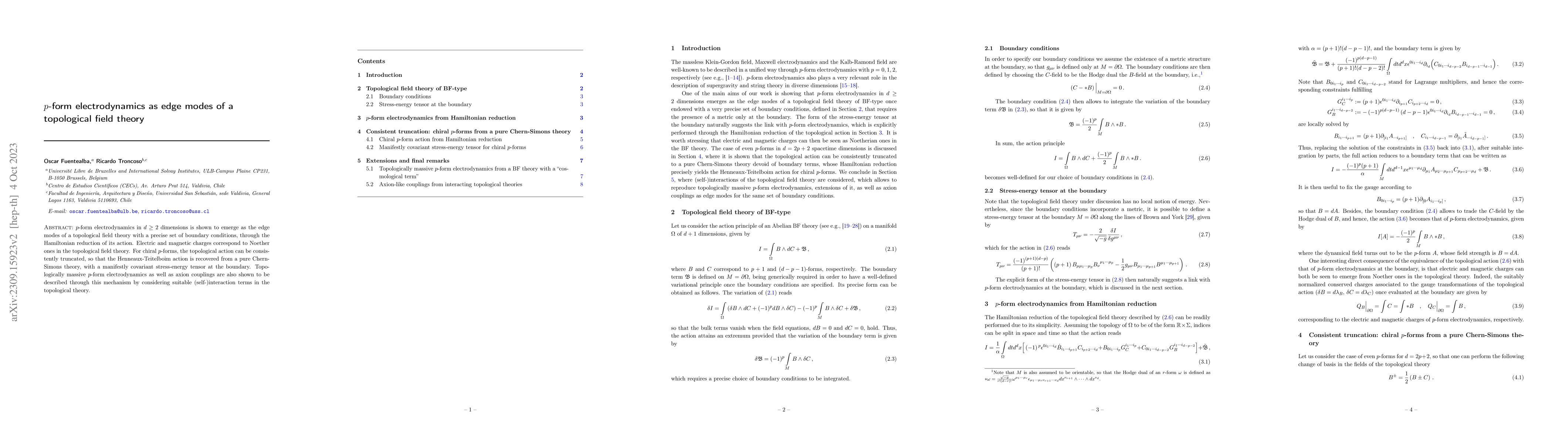 Thumbnail for $p$-form electrodynamics as edge modes of a topological field theory