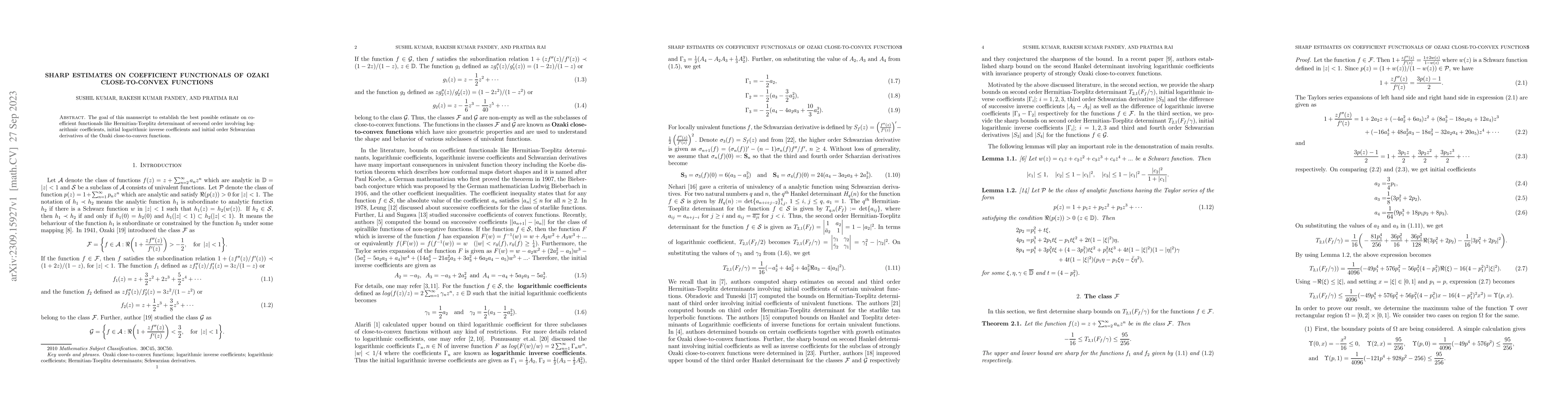 Thumbnail for Sharp Estimates on Coefficient functionals of Ozaki close-to-convex
  functions