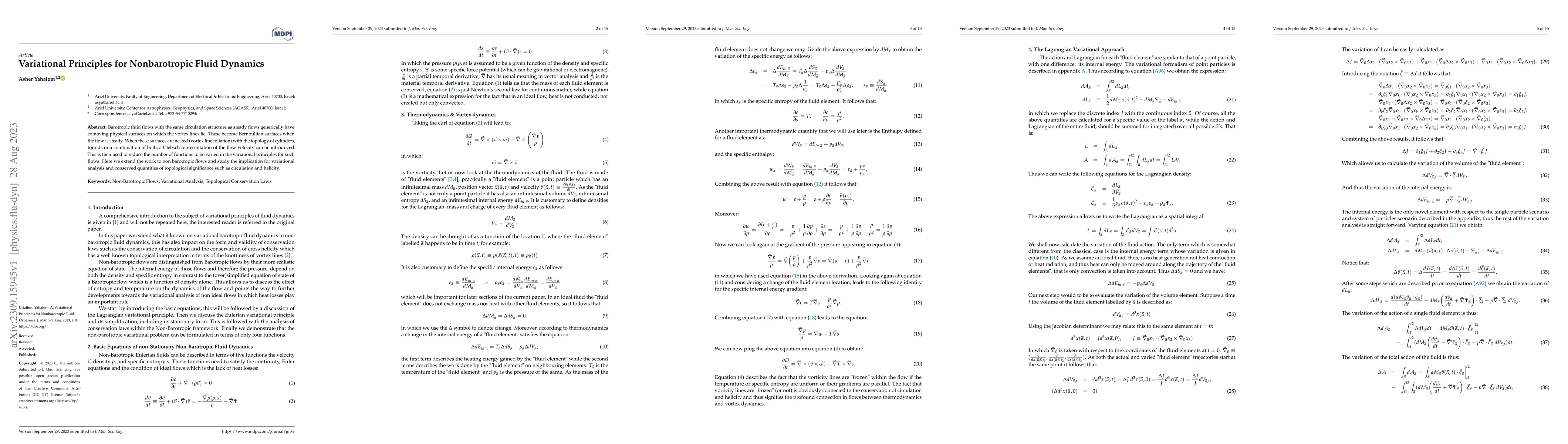 Thumbnail for Variational Principles for Nonbarotropic Fluid Dynamics