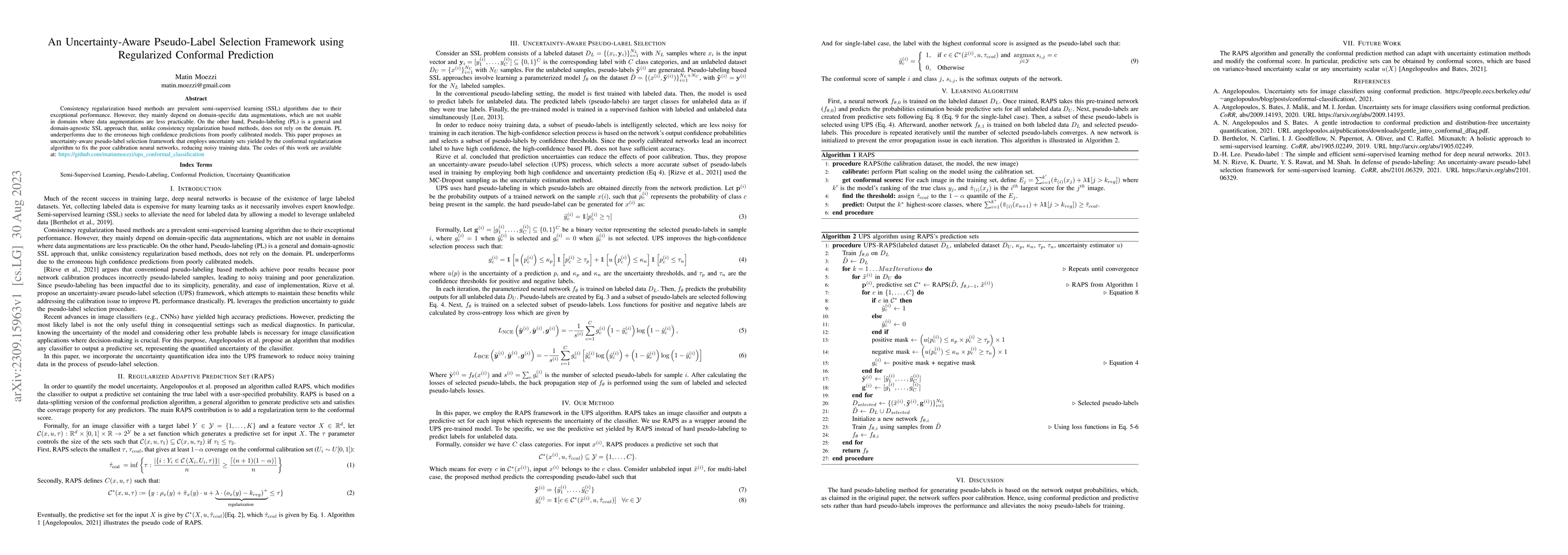 Thumbnail for An Uncertainty-Aware Pseudo-Label Selection Framework using Regularized
  Conformal Prediction