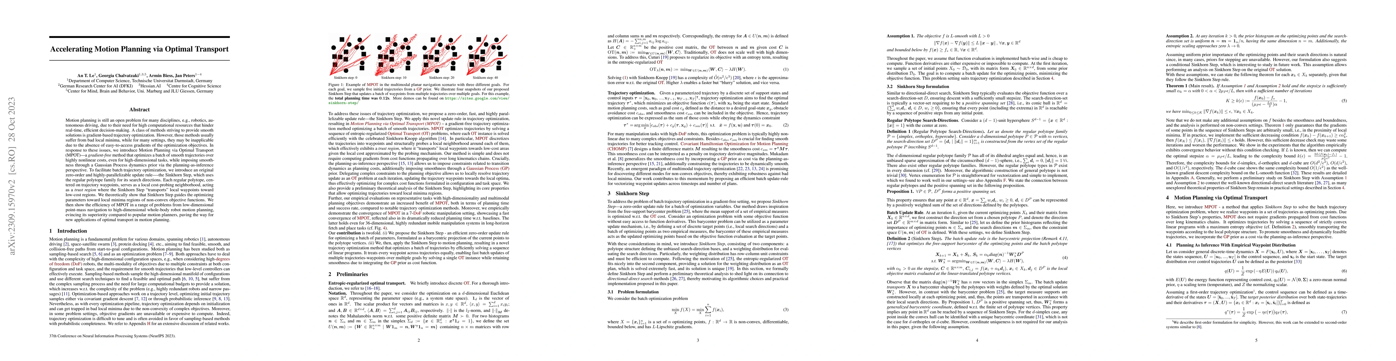Thumbnail for Accelerating Motion Planning via Optimal Transport