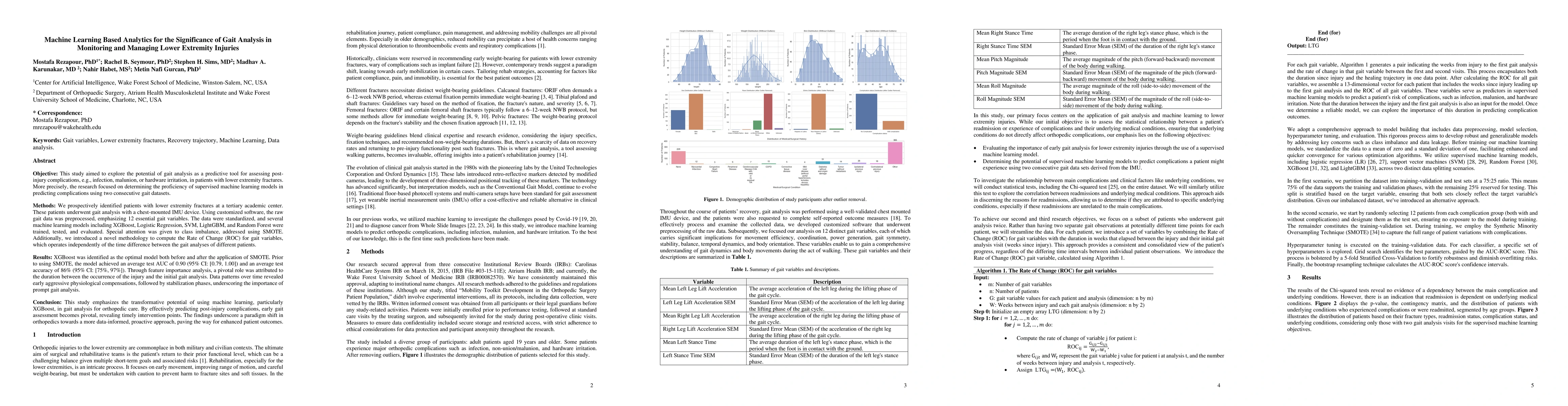 Thumbnail for Machine Learning Based Analytics for the Significance of Gait Analysis
  in Monitoring and Managing Lower Extremity Injuries