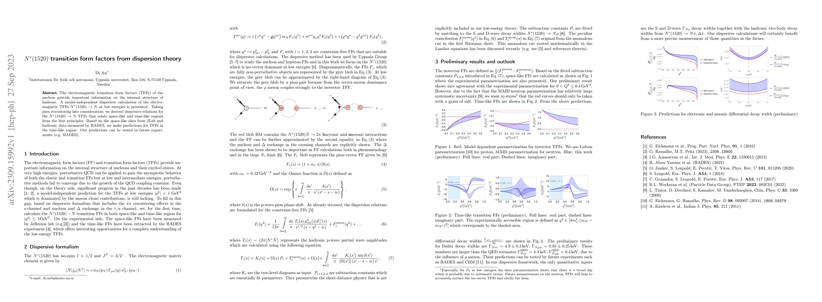 Thumbnail for $N^* (1520)$ transition form factors from dispersion theory