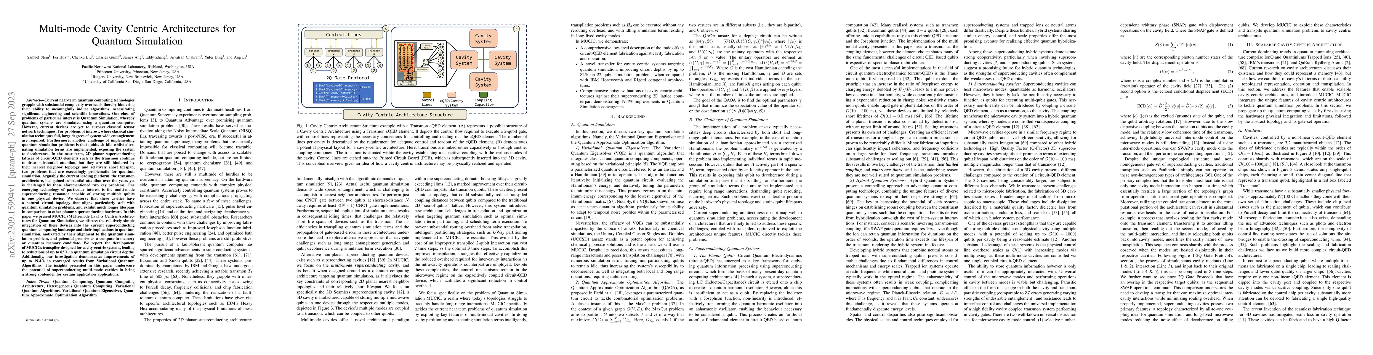 Thumbnail for Multi-mode Cavity Centric Architectures for Quantum Simulation