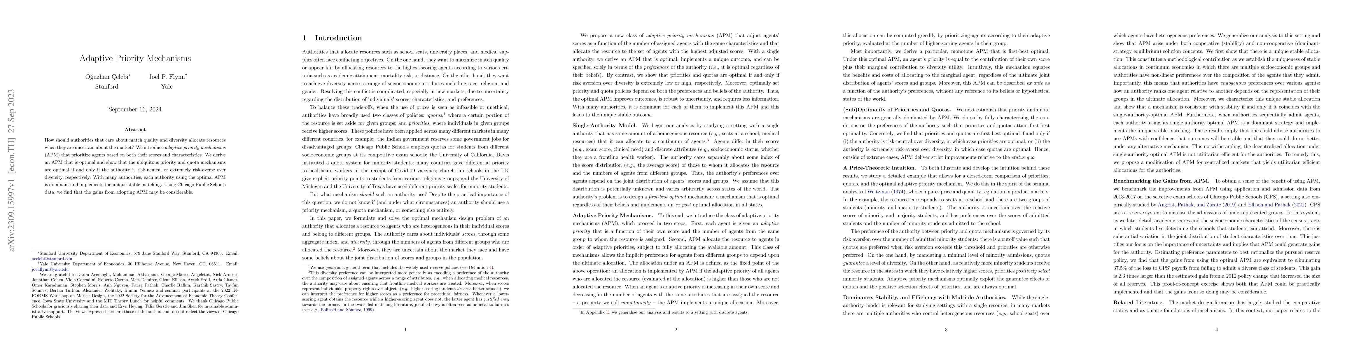 Thumbnail for Adaptive Priority Mechanisms
