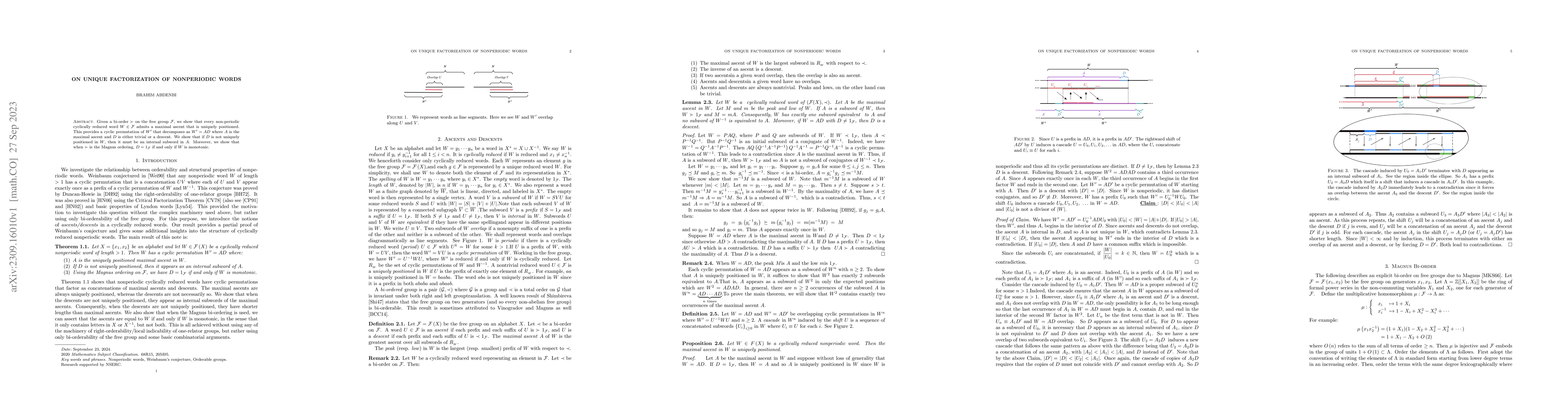 Thumbnail for On Unique Factorization of Non-periodic Words
