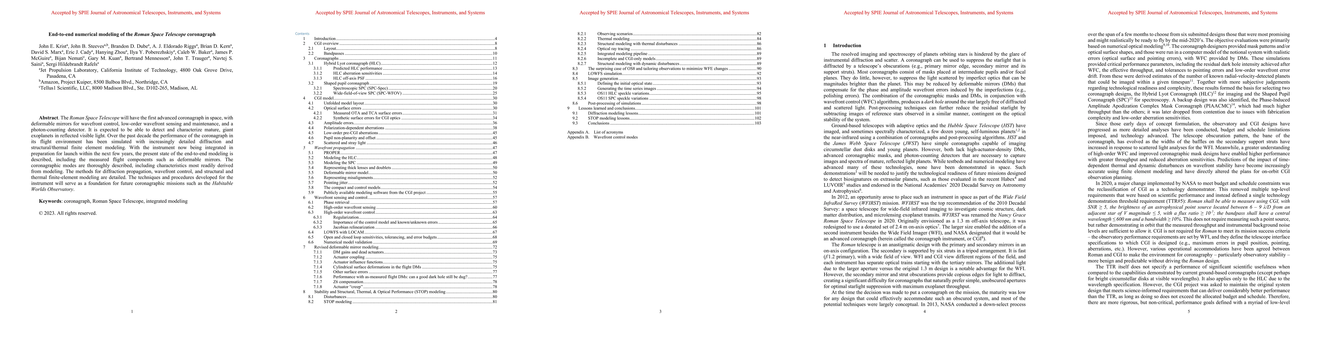 Thumbnail for End-to-end numerical modeling of the Roman Space Telescope coronagraph