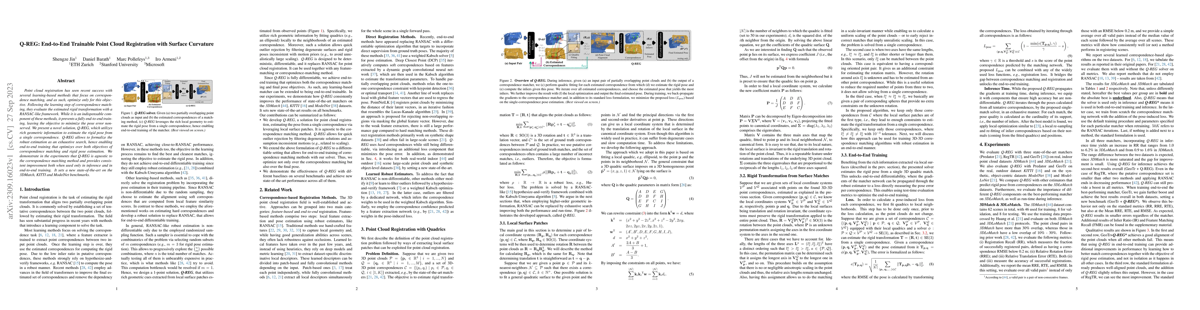 Thumbnail for Q-REG: End-to-End Trainable Point Cloud Registration with Surface
  Curvature