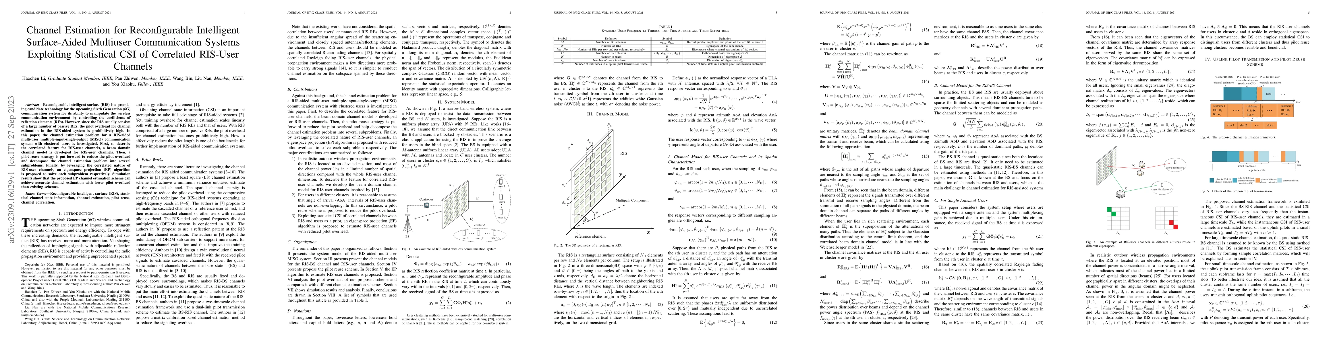 Thumbnail for Channel Estimation for Reconfigurable Intelligent Surface-Aided
  Multiuser Communication Systems Exploiting Statistical CSI of Correlated
  RIS-User Channels