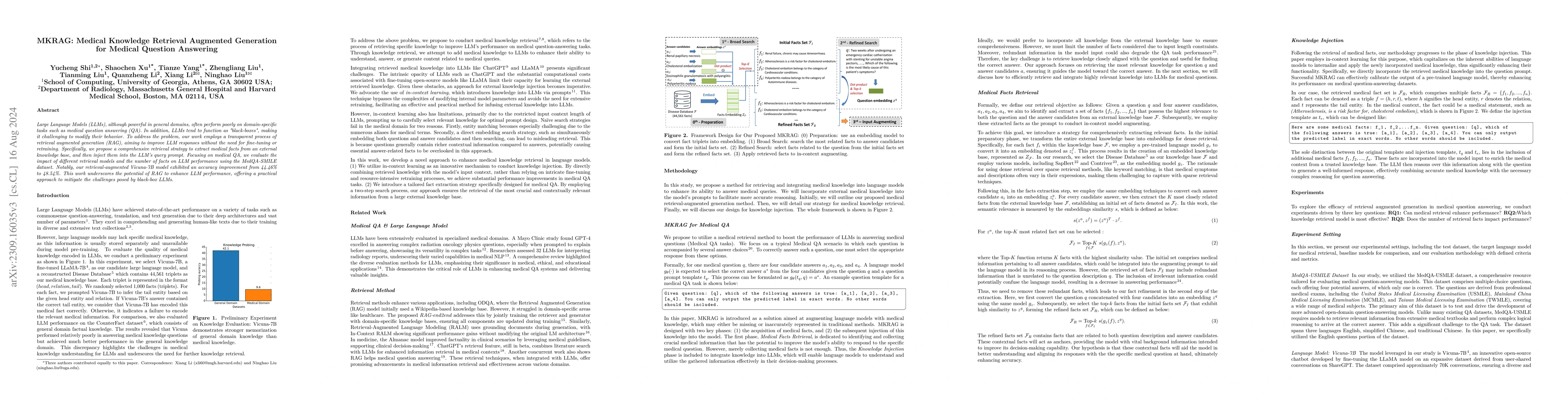 Thumbnail for MKRAG: Medical Knowledge Retrieval Augmented Generation for Medical
  Question Answering