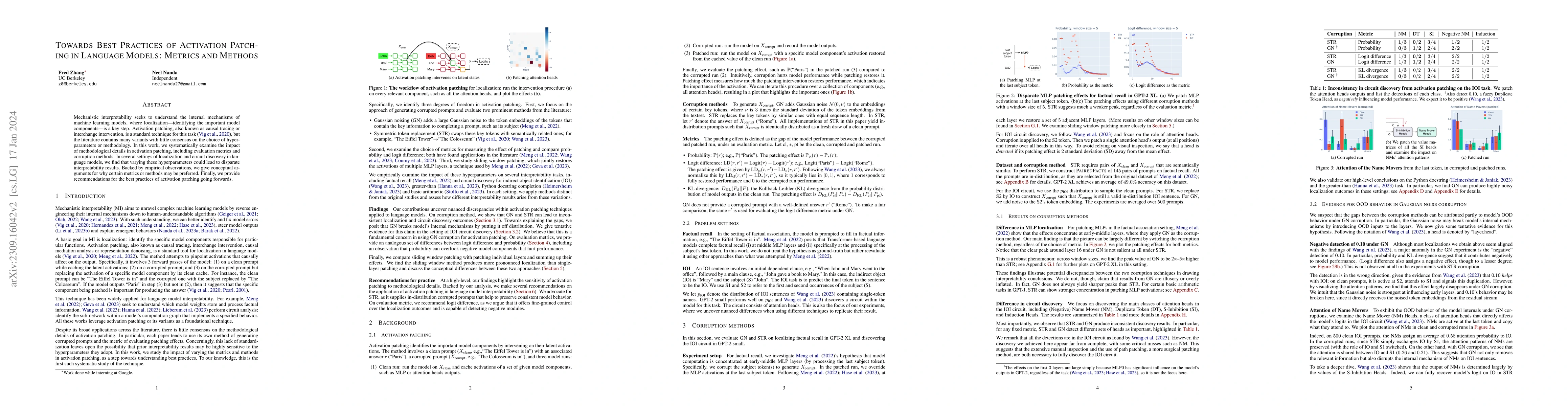 Thumbnail for Towards Best Practices of Activation Patching in Language Models:
  Metrics and Methods